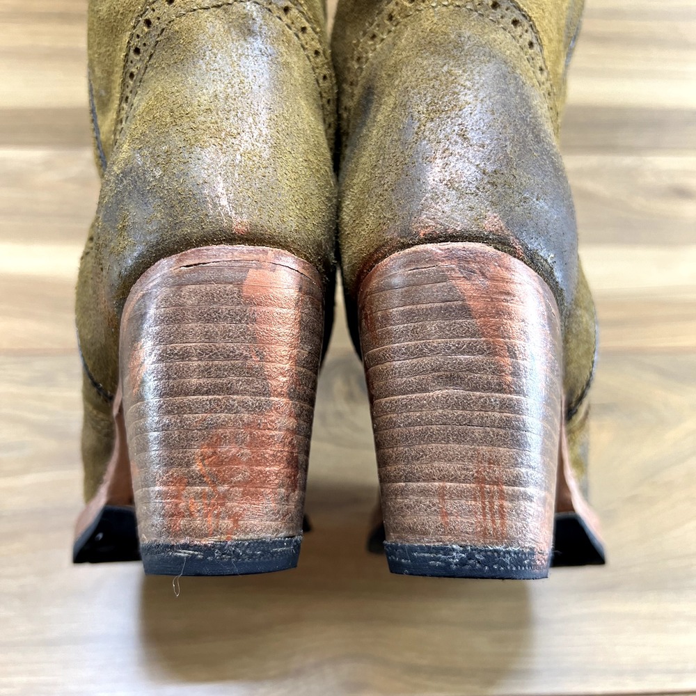 Pskaufman Boots 7 Crosswalk Tall Cap Toe Heeled Suede Pull On - Picture 9 of 12